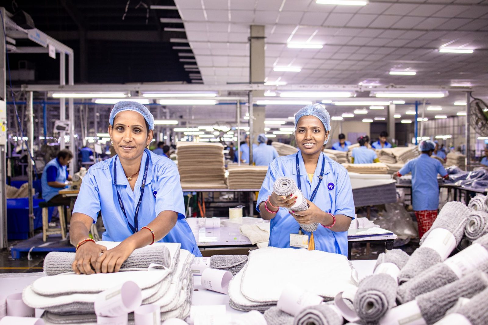 Two colleagues on a production floor